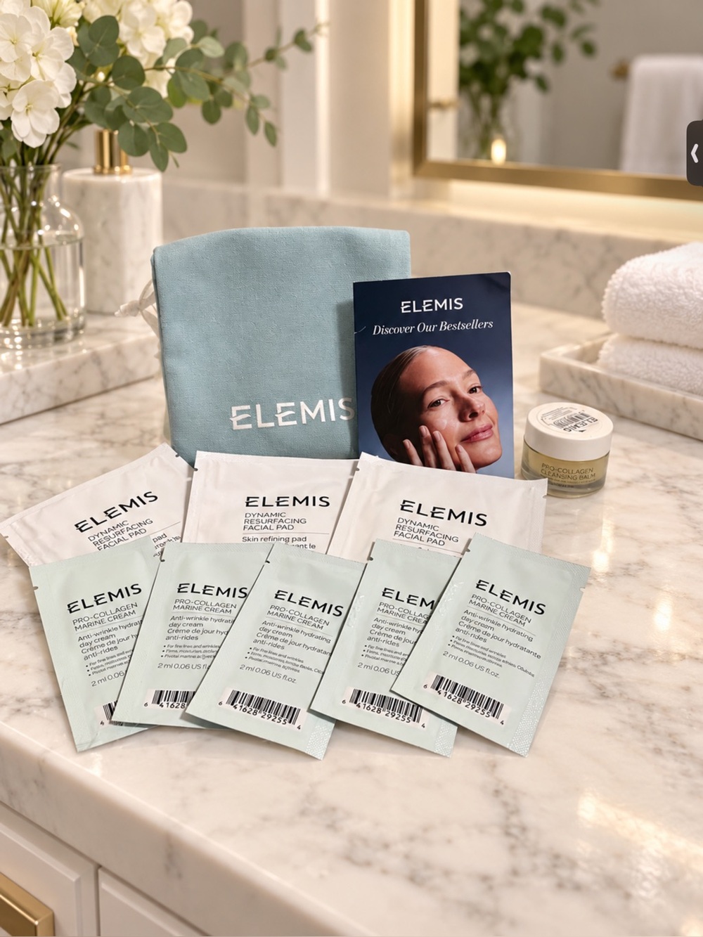 ELEMIS Travel Skincare Set with Light Blue Pouch